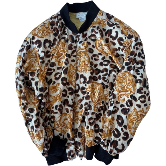 Spencer Jeremy Vintage Silk Bomber Jacket – Leopard Baroque Print, Women’s M - Picture 2 of 7